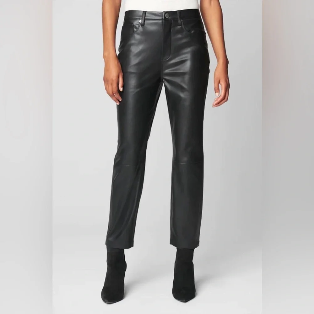 NWT BLANK NYC High Rise Vegan Leather Straight Leg Need You Tonight Pants SZ 29